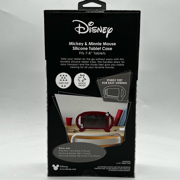 NWT Disney Mickey Minnie Silicone Tablet Case 7”-8” Red - Picture 3 of 4